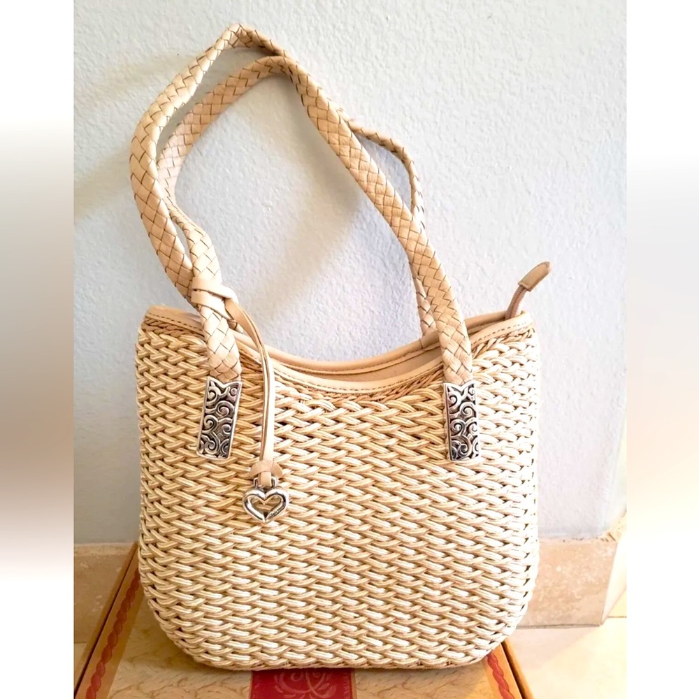 Brighton Deco Evonne straw and leather tote